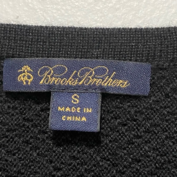 Brooks Brothers Black Merino Wool Silk Cashmere Blend Sweater Small - Picture 2 of 8